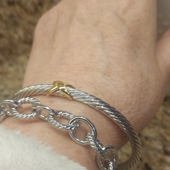 💎David Yurman 925 & 14k gold 5mm Signature X Cable Bracelet. - Picture 4 of 14